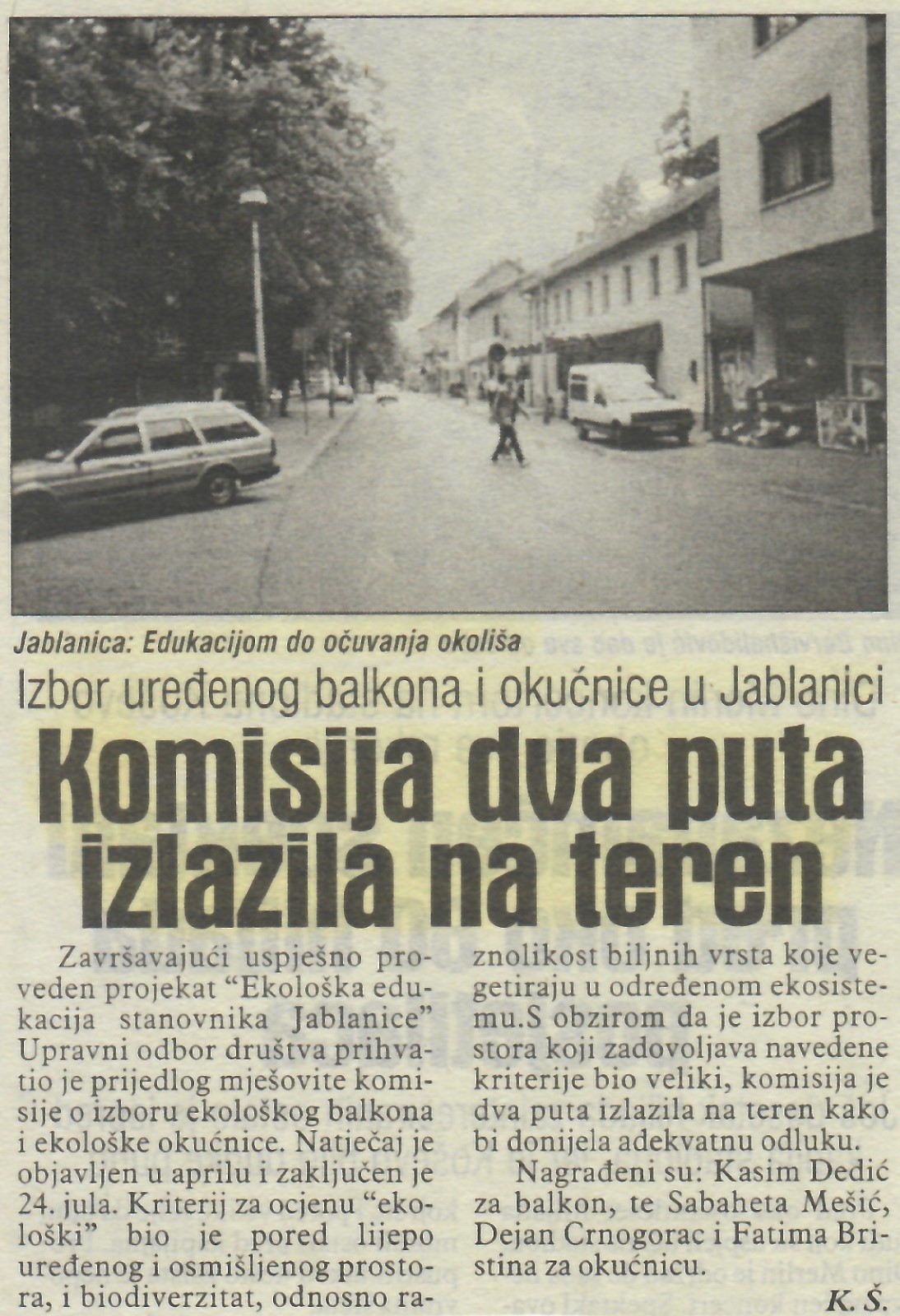 Edukacijom do očuvanja okoliša - Izbor uređenog balkona i okućnice u Jablanici