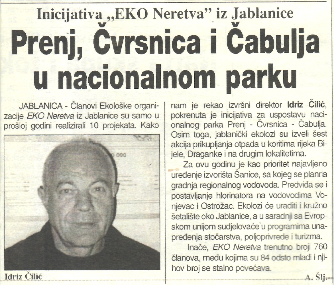 Prenj, Čvrsnica i Čabulja u nacionalnom parku - Inicijativa „EKO Neretva“ iz Jablanice
