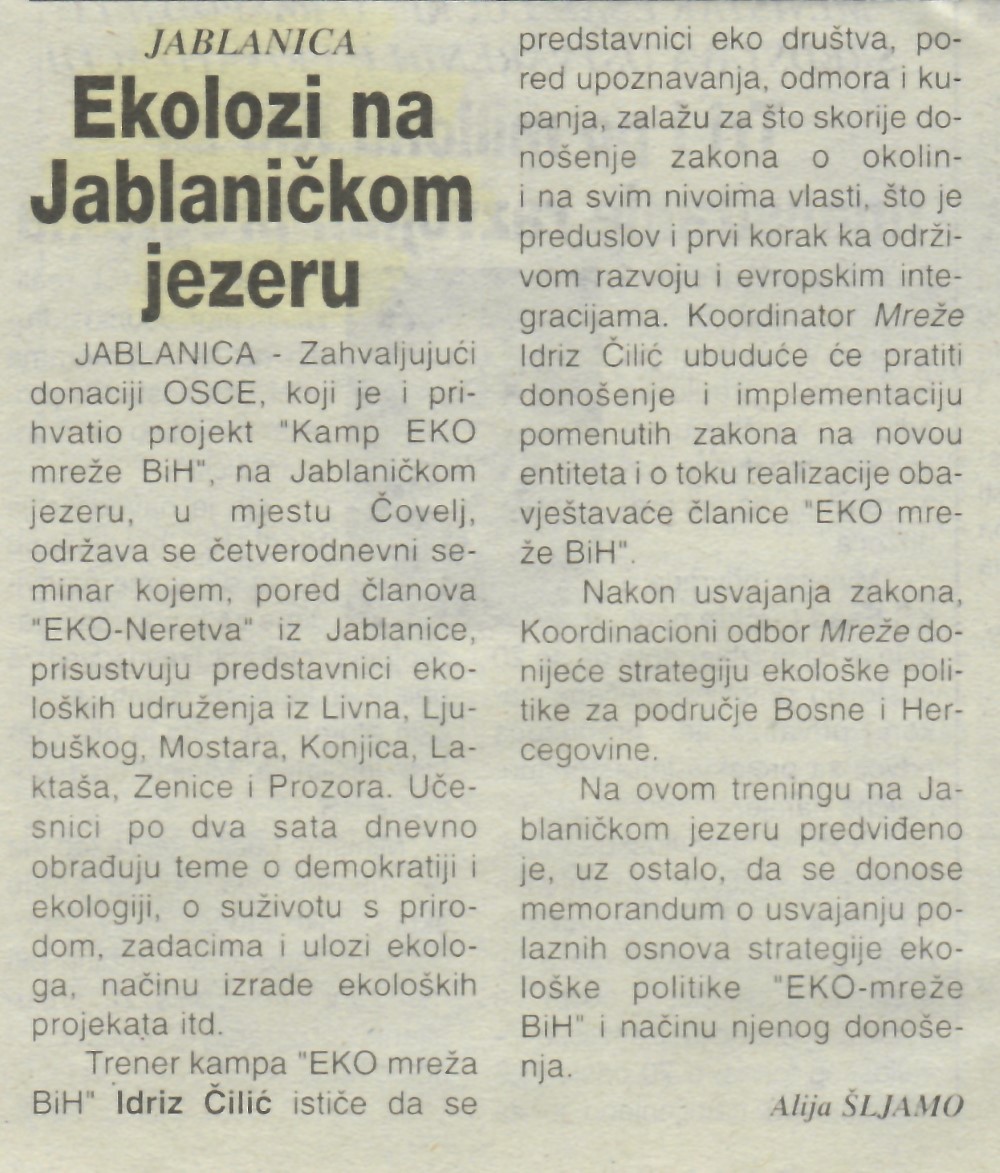 Jablanica: Ekolozi na Jablaničkom jezeru